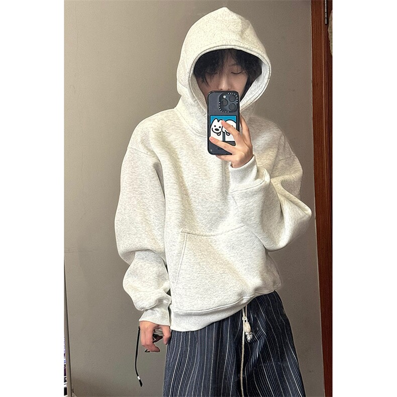 抖音得物高品质二开秋冬美式高街重磅结构辑明线连帽卫衣外套W75,男装卫衣,电商A486