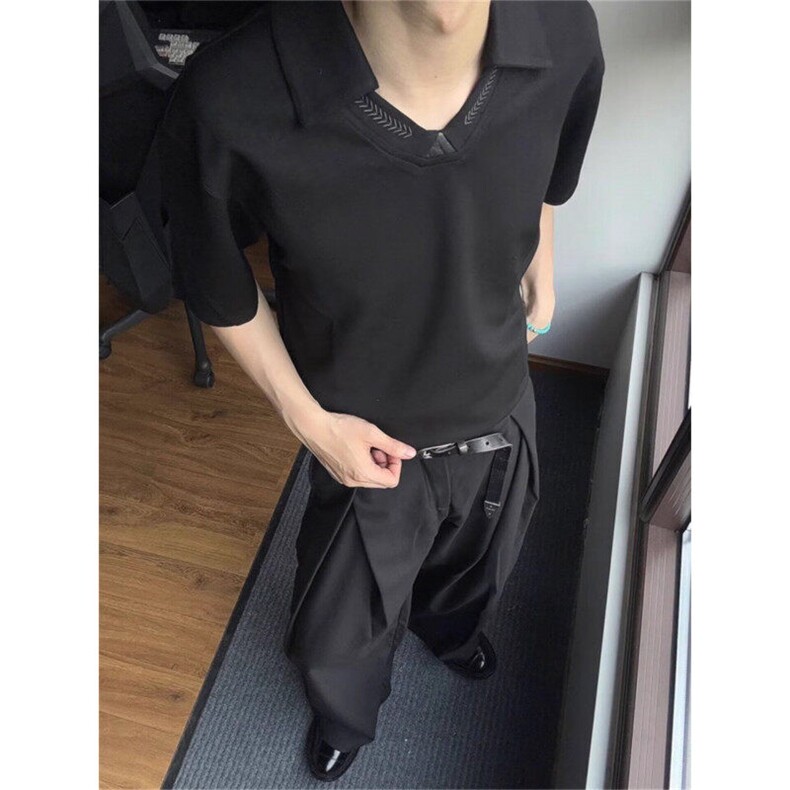 网络图现货美式潮流高级设计感解构褶皱廓形阔腿西裤JX82-P45,男装西裤,星座715-7
