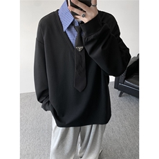 华棉WY5529-P42特控78M-5XL假两件衬衫领休闲长袖卫衣，男装衬衫，电商D232