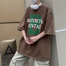 2023夏季新品水洗T恤美式暗黑高街短袖A061-JM1423-P40控58，男装T恤，电商A061