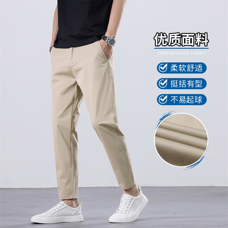 2025新款男士休闲裤小直筒纯棉九分裤子男秋季薄款宽松D988-P45图片