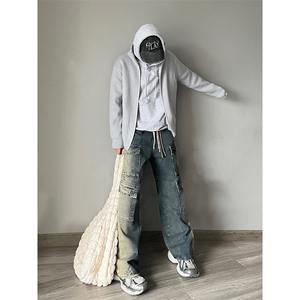 B221 美式ins高街重工艺宽松做旧工装牛仔裤子 LK23143-P80 控108图片