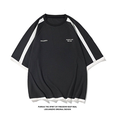 2025夏季新款港风白底大码冰丝短袖套装M-5XHQ24604-P75，男装休闲套装，电商A022