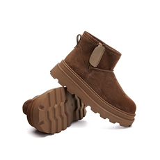 新款保暖雪地靴女2024冬季厚底百搭靴子女复古加绒女靴休闲马丁靴，女鞋雪地靴，电商A223