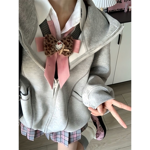 抖音得物高品质秋冬美式高街重磅结构辑明线纹理连帽卫衣外套W111图片