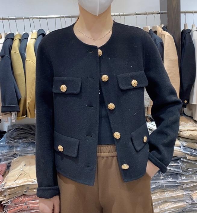 2021秋冬时尚韩版修身宽松显瘦小香风百分百羊毛双面呢外套,女装其它,L·H·X