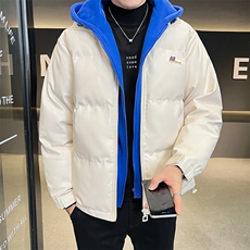 假两件皮棉衣男连帽加厚冬季潮棉服休闲棉袄青年A266-P02-P85，男装棉衣，电商A266