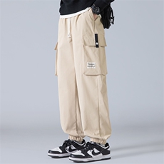 休闲裤男夏季新款港风宽松冰丝垂顺工装裤K6602-P42，男装休闲裤，星座214-3