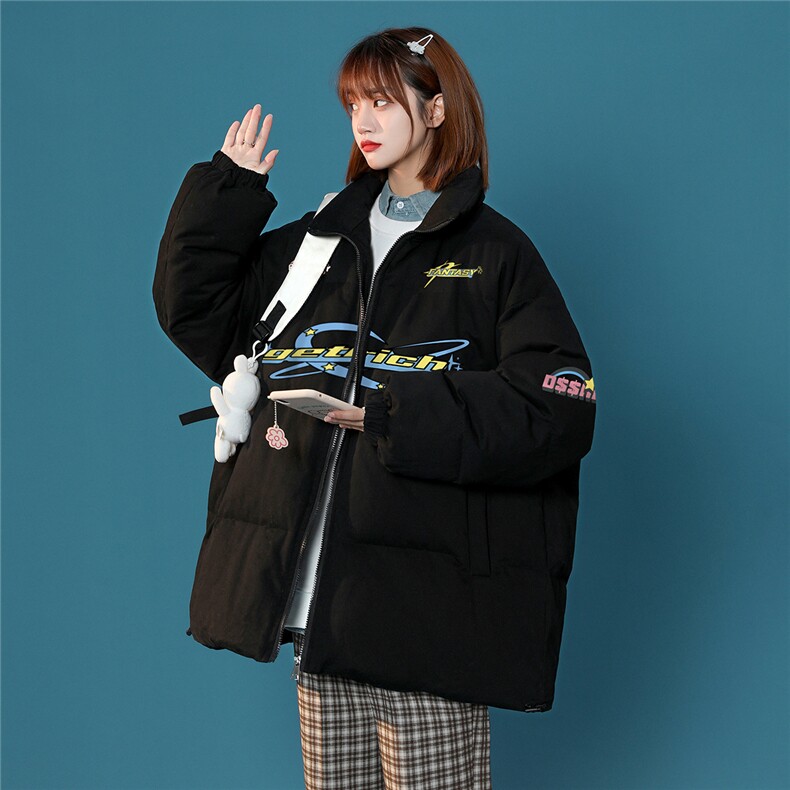 中性风22冬季设计感潮流印花保暖厚款立领棉衣MY7024P85控118,男装棉衣,A247A