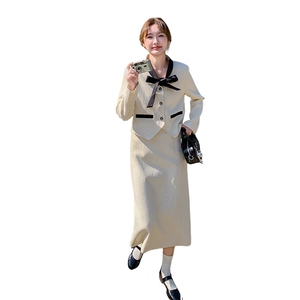 现货-2025春季新款时尚气质小香风套装女高级感外套半身裙两件套图片