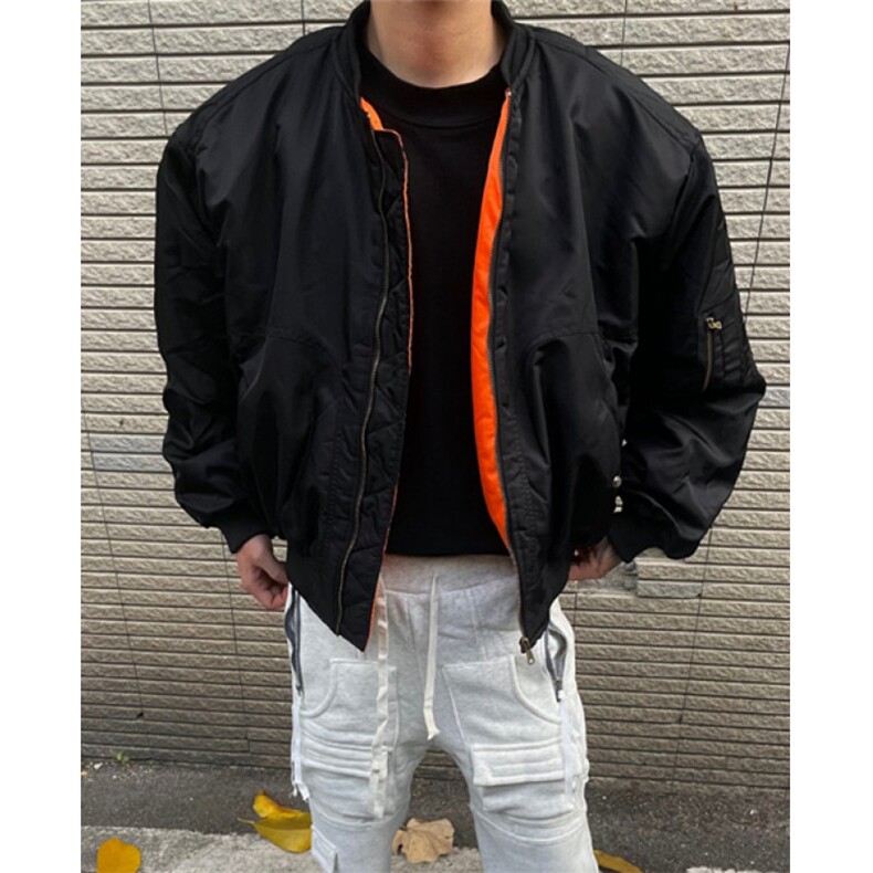 橙内bomber飞行夹克外套男加厚短宽cleanfit保暖秋冬棉服 MY802图片
