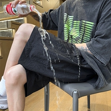 夏季薄款休闲短裤男美式高街宽松运动五分裤潮流学生痞帅沙滩中裤，男装休闲裤，星座1204-3