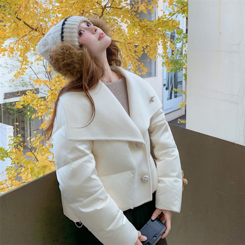 现货210-3299-P275-K39870羊毛双面呢拼新标90白鸭绒，女装羽绒服，浙宝210（原浙宝191）