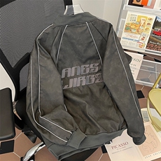 复古秋冬棕色宽松大码重磅刺绣pu皮外套男女夹JK922，男装夹克，星座1116A-1（原606A）
