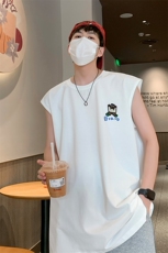 美式直播抖音得物品质纯棉250克无袖背心T恤T2541P25控39，男装背心/马甲，电商C408-1(原B339-1)