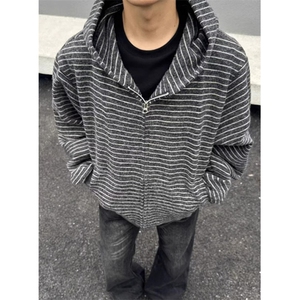 原宿新款简约文艺气质高质量条纹卫衣潮流ins日系慵懒 MW01图片