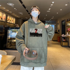 特P43控78 秋季360G麂皮绒印花宽松休闲连帽卫衣JWY3272图片