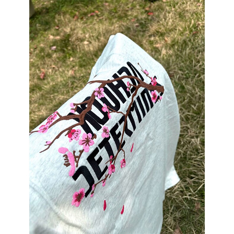万针全刺绣工艺抖音得物高品质260克重磅纯棉双纱美式高街短袖T恤,男装T恤,电商A486