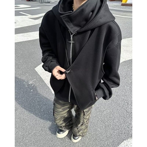 2025冬季潮牌拉链假两件卫衣潮流宽松休闲连帽男女外套WB383-P66图片