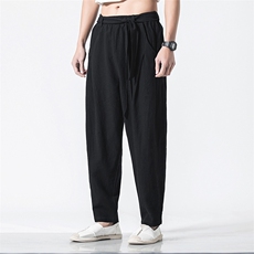 春季中国风棉麻灯笼裤男大码宽松亚麻休闲裤子QT6008-1/K022/P65，男装休闲裤，电商A008