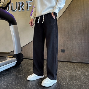 秋冬加绒牛仔裤 男士个性拼接直筒牛仔裤保暖长裤901N51加绒P68图片