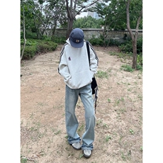 【有货】WY903CC-特P53美式复古条纹小熊刺绣连帽卫衣男女，男装卫衣，星座1007（原301D）