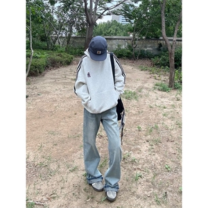 【有货】WY903CC-特P53 美式复古条纹小熊刺绣连帽卫衣男女图片