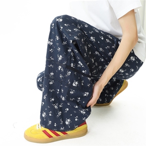 A165-K8973-P6589蕾丝碎花阔腿凉凉裤休闲裤遮胯显瘦冰丝裤子图片