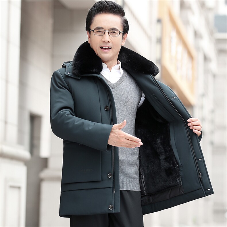 冬季男士可脱卸全毛内胆棉服中年加厚保暖男装棉衣毛领可脱外套,男装棉衣,电商B212（原钱塘6029）