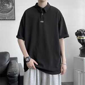 冰丝96%涤纶.4%氨纶港风简约polo衫宽松翻领短袖A177/T555-P30,衣服的穿搭小个子158图片