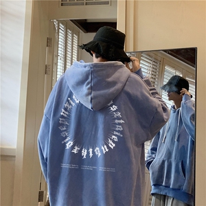 加绒新款港风宽松连帽套头卫衣X5687-常规P70控88-加绒P80控98图片