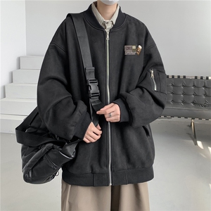 24春秋款美式复古麂皮绒飞行棒球服男女夹克外套JF3302-P80控108图片