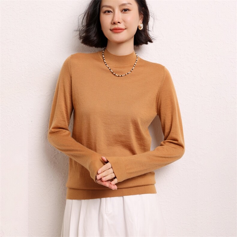 超细精纺系列68支精纺半高领打底衫羊绒衫女,女装羊绒衫,江帆羊绒