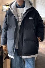 情侣装假两件加厚棉衣大码中性连帽棉服棉袄A071-Y00-P125，男装棉衣，电商A071