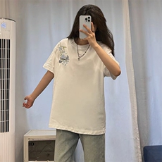 万针全刺绣解构设计260克重磅双纱纯棉高品质美式高街短袖T恤特35，男装T恤，电商A486