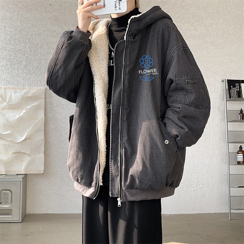 控价158牛仔棉衣男大码加绒羊羔绒牛仔棉服男棉袄NM53274-P140,男装棉衣,电商A040