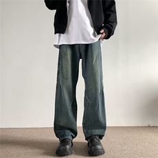 xz905-2-N8093#P55-（控88）美式高街宽松阔腿牛仔裤，男装牛仔裤，星座905-2