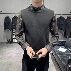 （店主风）秋冬针织衫毛衣男士假两件衬衫领打底衫C301B-MY15，男装针织衫/毛衣，电商C301B