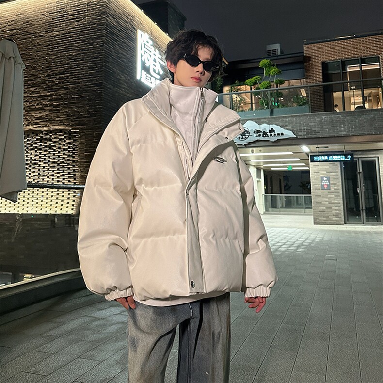 405A美式高街个性金属设计假两件pu皮棉服MY24925-P155控188,男装棉衣,星座405A