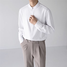 秋季制服中山装校服白衬衫男新中式立领西装衬衣长袖薄款潮青少年，男装西服套装，星座302B-2