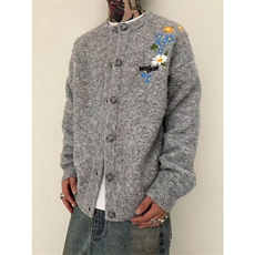 网图有货花卉刺绣开衫毛衣外套男女宽松情侣针织上衣A965-P62，男装针织衫/毛衣，星座1505