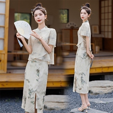 新中式改良旗袍2026年夏季新款气质长裙高级感半身裙两件套女，女装套装/套裙，霓裳依族