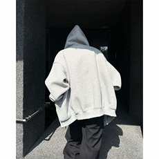 现货美式慵懒风双拉链连帽卫衣外套男春SNF35-P78，男装卫衣，星座1109-4