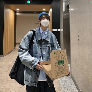 男装牛仔外套 2026秋季港风笑脸印花男生翻领夹克XZ514-2-N88-P88图片