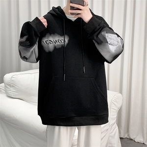 7XL-M 2023春季新款白色连帽卫衣外套男加肥加大码休闲长袖上衣图片