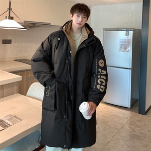 羽绒服男冬季港风宽松长款连帽工装白鸭绒外套YR906-P175图片