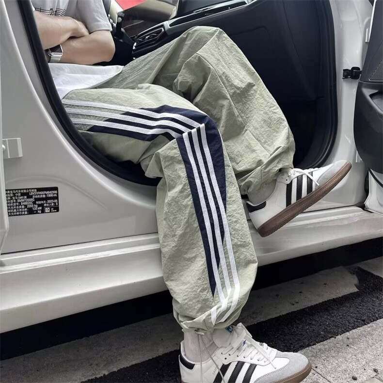 美式三杠条纹运动裤男夏季轻薄速干伞兵裤宽松休闲长裤K0970-P38，女装休闲裤，星座308B-2