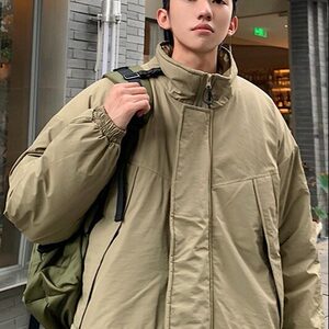 网络图现货潮牌纯色简约加绒加厚保暖防寒休闲棉服外套R512-P85图片