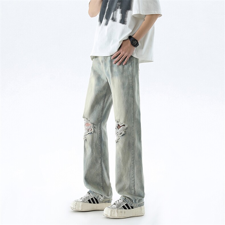 B221美式ins高街暗黑修身破洞弹力牛仔裤LK24182-P65控88,男装牛仔裤,电商B221