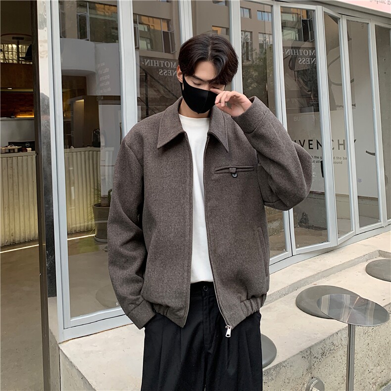 毛呢大衣男士冬季美式复古宽松短款呢料夹克外套-F2476P115,男装毛呢大衣,电商B289
